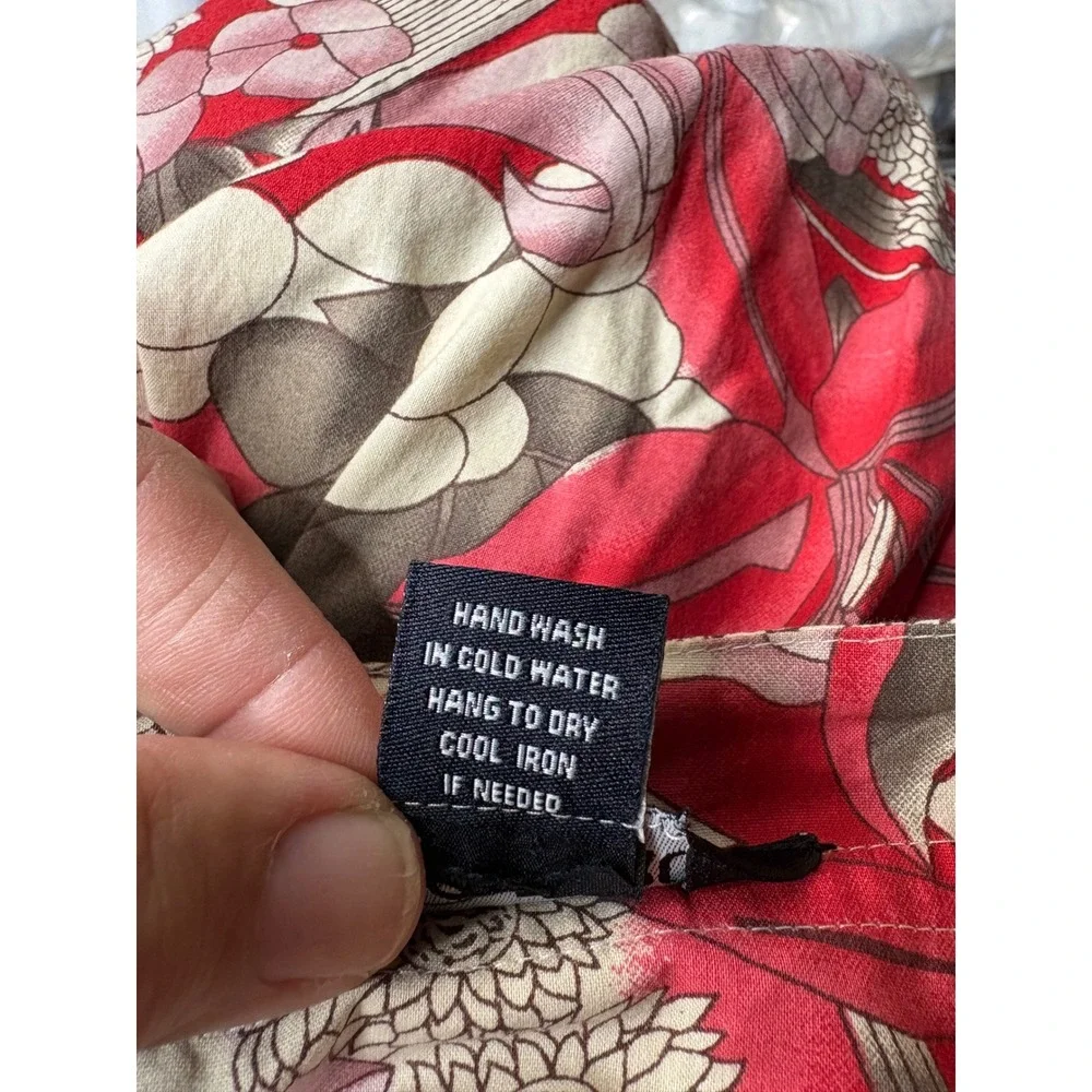 Zero Zero Womens Red Floral Pleated Cotton Skirt Size L‎ Knee Length RN 77926